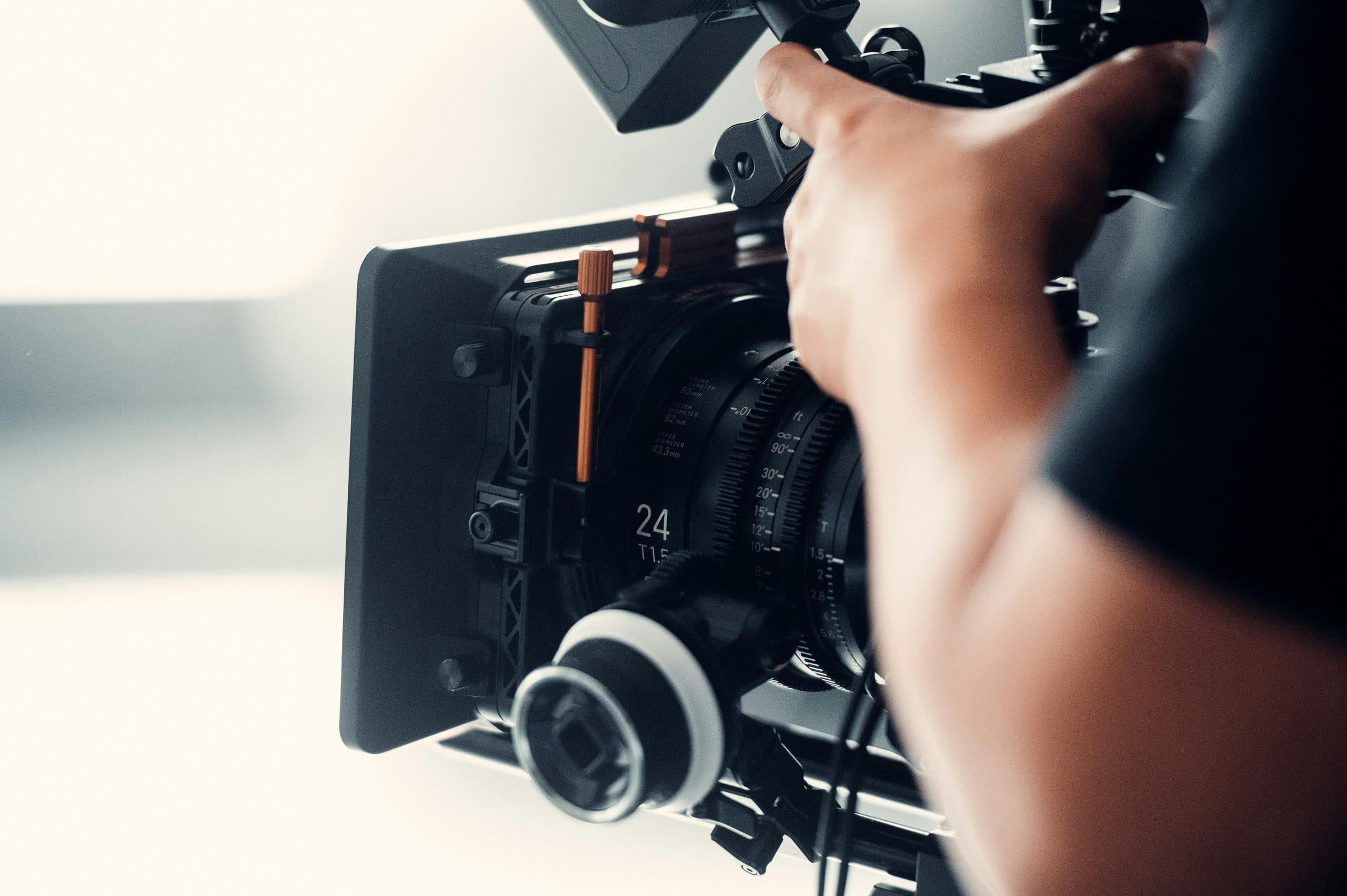 A cinema camera on set