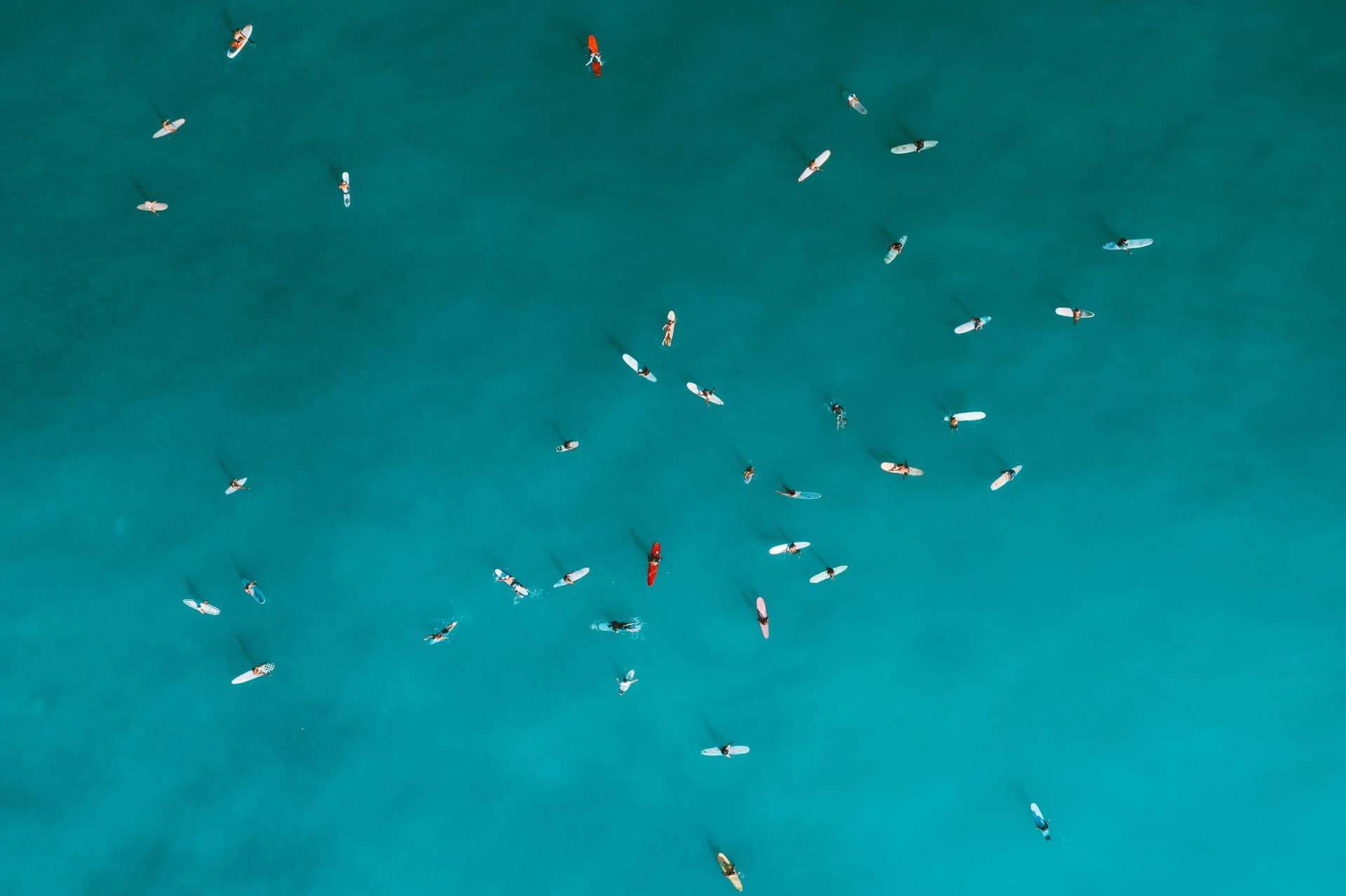 Boats scattered across turquoise water
